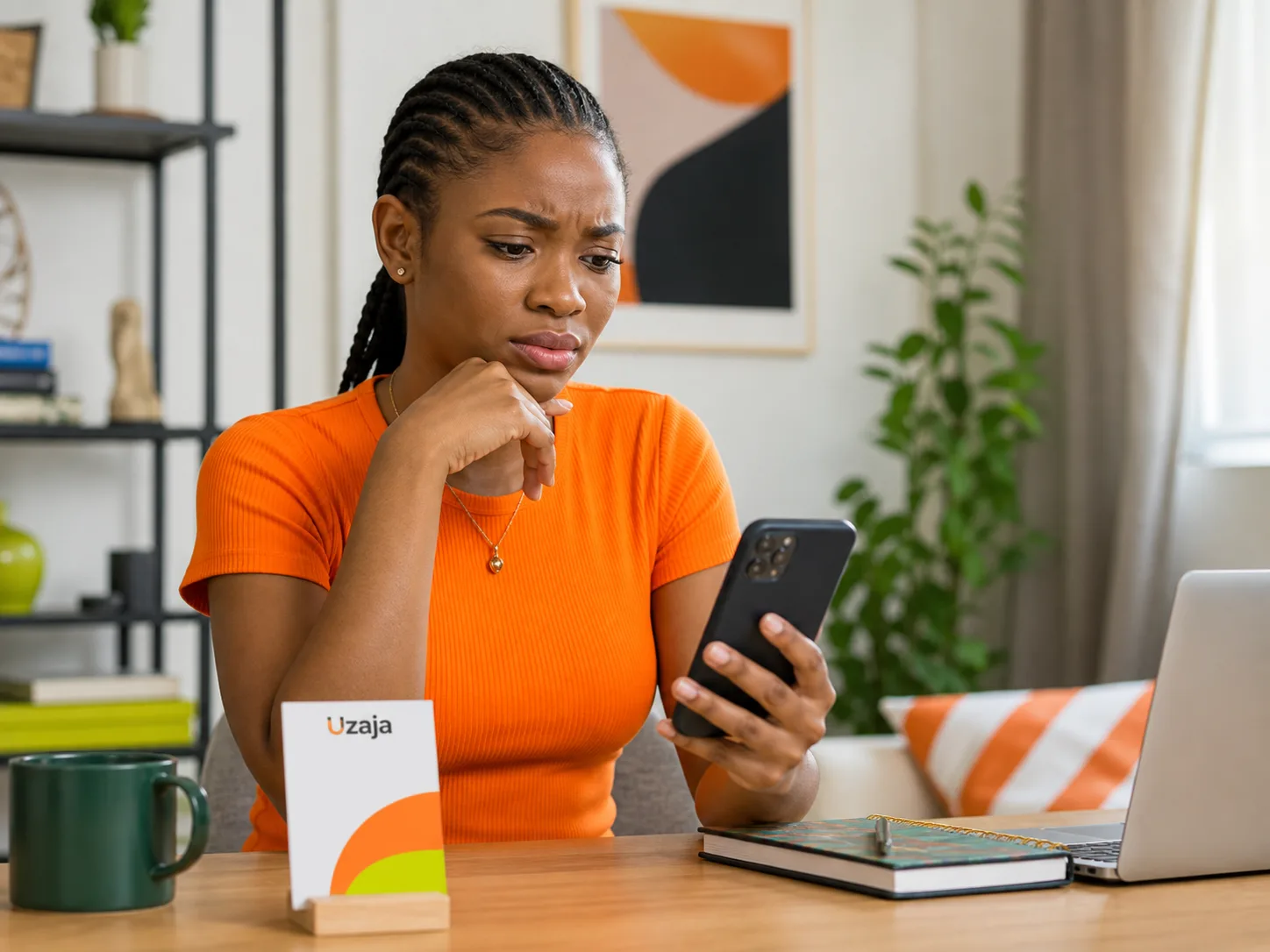 Buyer hesitating before paying online with Uzaja trust context
