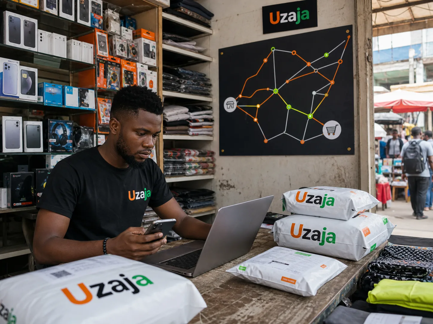 Uzaja seller with packed orders and route expansion context